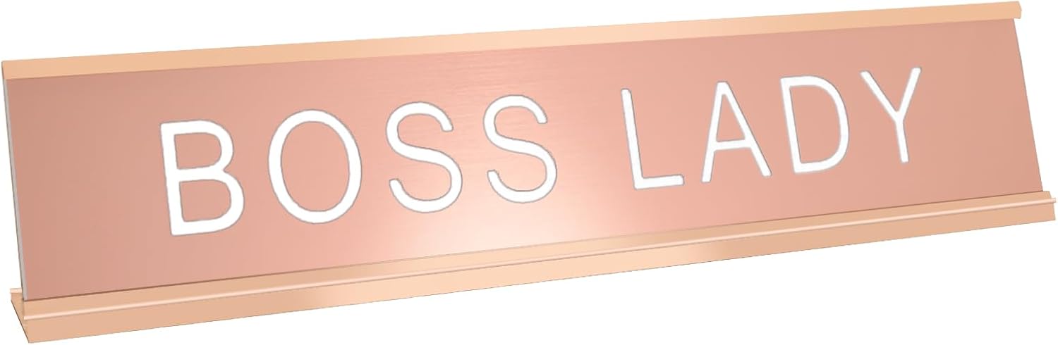 Boss Lady Desk Signs Boss Gifts for Women Rose Gold Novelty Desk Nameplate Funny Office Decor Plaque Women Birthday Gifts