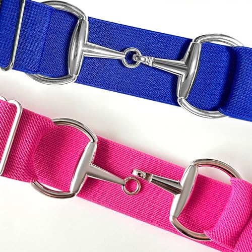 Image of Huaerle 1.5 inch Elastic Equestrian Belt with Bit Buckle and Leather Key Strap