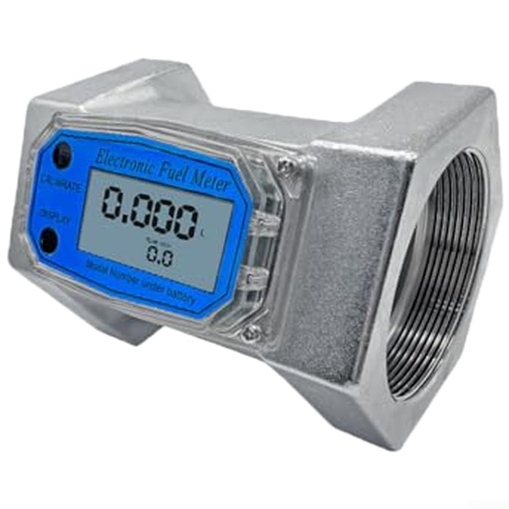 Medidor de flujo de turbina digital, medidor de flujo de turbina roscada de 2,5 pulgadas, medidor de flujo de agua con pantalla digital de precisión de ± 1% para diesel