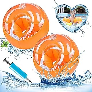 Ropniik 1 Pairs Arm Inflatable Swim Floating Swimming Sleeves Orange Swimming Ring Roll Up InflatableTube Floating Child Toddler 3-14 Years Old 19-40 KG Baby