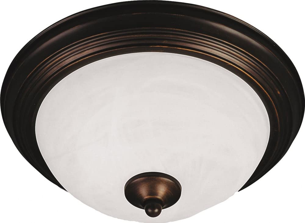 Maxim Lighting 5841MROI Essentials-2 Light Flush Mount in style-13.5 Inches Wide by 6 inches high, Finish Color: Oil Rubbed Bronze, Glass Color: Marble