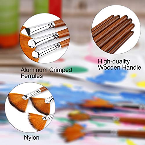 Verf Borstel Set Kunstenaar Fan Borstels Nylon Haar Hout Lange Handvat Verf Borstel Voor Acryl Aquarel Olieverf 9 Stuks - Image 4