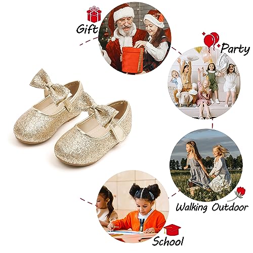 Image of PHIRAMIN Toddler Flower Girl Dress Shoes - Little Girl Mary Janes Flats Wedding