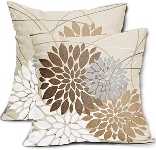 Amazon.com: Brown and Black Gray Pillow Covers 18x18 Inch Summer Coffee ...