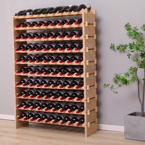 90-Bottle-Stackable-Storage-Modular-Wine-Rack-Cabinet-Bamboo-freestanding-Floor-Wine-Holder-Display-Shelves