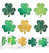 FYSUIMU 500Pcs Sparkly St. Patrick's Day Stickers Laser Green Yellow Shamrock Seal Stickers Glitt...