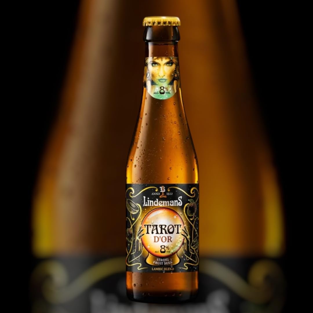 6 Flaschen LINDEMANS TAROT D'or 0,25L - BELGISCHES EXOTICFRUIT BIER MIT 8% VOL. inkl. Bierdeckel Haus der Biere Berlin