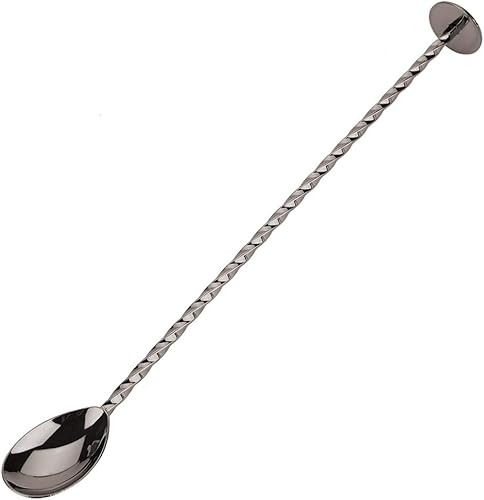 Agitador de cóctel, cuchara de bar, cuchara de cóctel de acero inoxidable, herramienta de mezcla de café, con mango largo (#9 titanio negro)