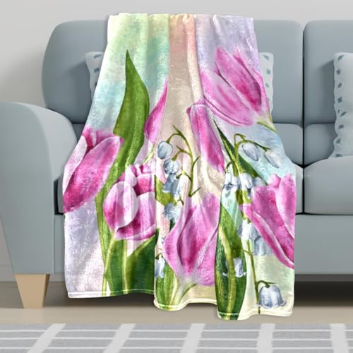 Couverture polaire fleur contre les soirées fraîches jeté de canapé microfibre