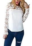 LookbookStore Women's Long Sleeve Floral Crochet Lace Top US 2 Beige