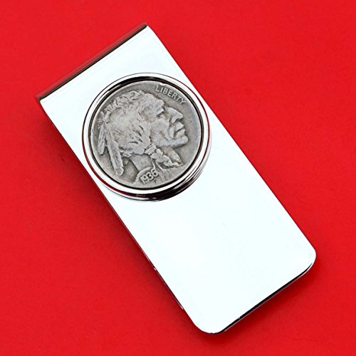 US 1936 Indian Head Buffalo Nickel 5 Cent Coin Solid Brass Silver Plated Money Clip New - High Quality3