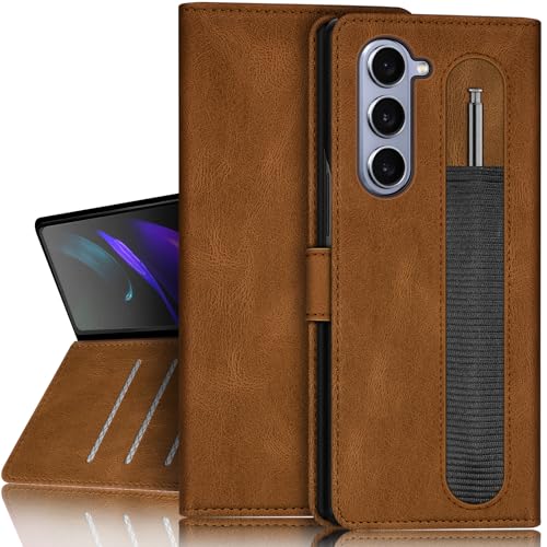 Étui portefeuille Galaxy Z Fold 6 SUANPOT en cuir avec blocage RFID et porte-cartes