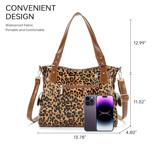 Bolso Tote de cuero para mujer con múltiples bolsillos miniatura 3
