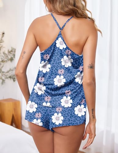 Image of Ekouaer Silky Women Pajamas Set Satin Cami Top & Shorts Lingerie Pjs | 2 Piece Silk Nightwear Soft Camisole Sleepwear for Home, Daily Wear, Wedding, Party, Date Nights