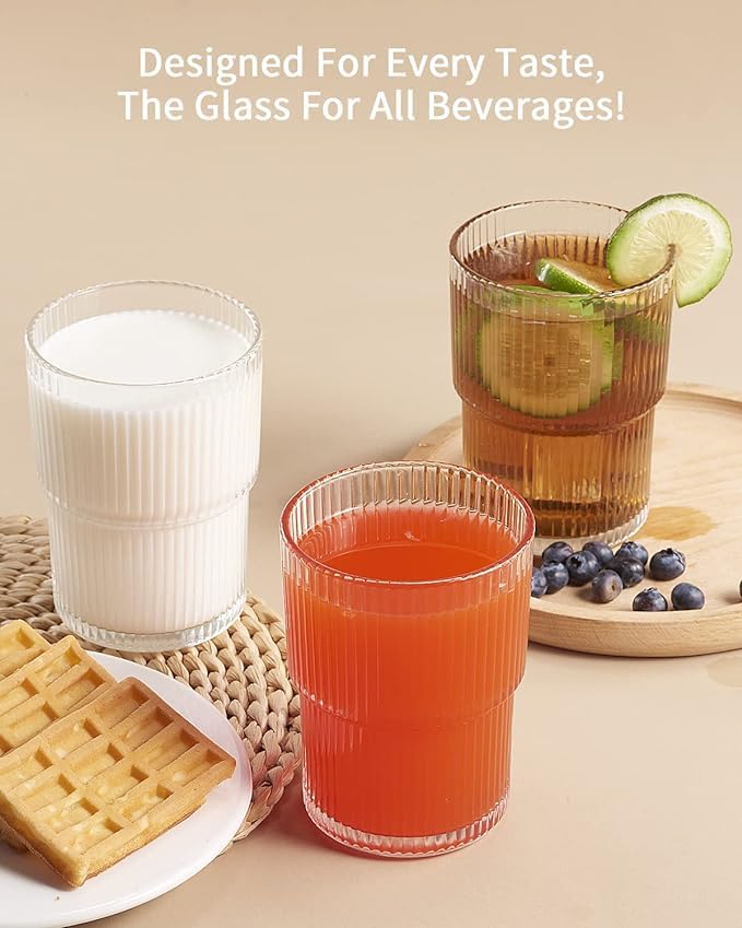 Image of WRINGO 280ml Italian Premium Juice Glasses and Transparent Water Glass Medium Size Tumbler Glasses for Drinking Water and Cocktail (Dot, Set of 12)