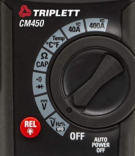 Image of Triplett CM450 True RMS 4000 Count 400A AC /DC Clamp Meter with Inrush,Black