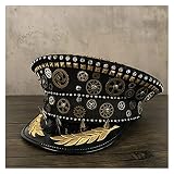 shunchunli Chapeau militaire à la main steampunk femmes hommes hommes allemagne officier punk rivet visière capacaire chapeau cortical policier casquette cosplay chapeau steampunk chapeau chapeau fedo