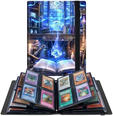 Blue Books 4 Pocket Trading Cards Album, Trading Card Binder Holder with 160 Card Protector, Expandable PU Card Book Collectable Sports Card Binder for Sports, MTG and Other TCG Folder