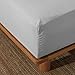 King Linens 100% Linen Fitted Sheet Stone Washed Solid Color - (1 Piece) 14 inch Deep Pocket Mattress Cover Soft Natural Breathable Farmhouse - Grey, Queen Size
