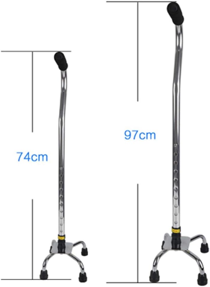 Walking Stick Four Feet Aluminum Alloy Cane Old Man Non-Slip Elderly Walker Basket Telesheight Adjustable Crutch