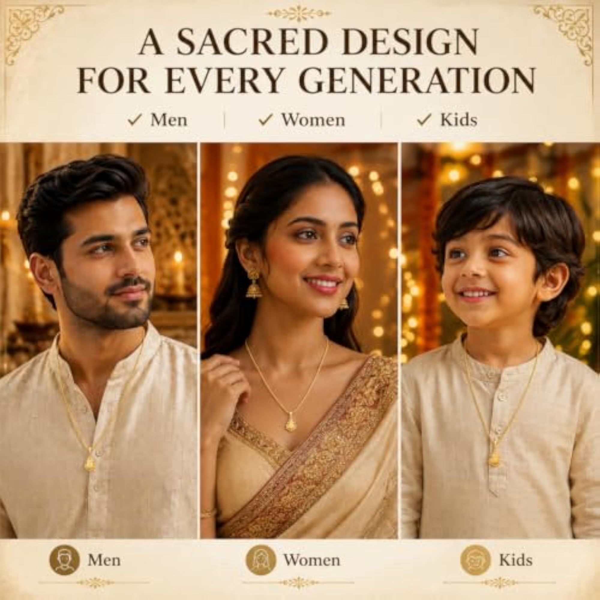 Ganesh Ji Pendant with Micro Gold Plated Brass Chain, Traditional Necklace