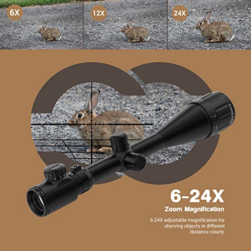 ESSLNB Air Rifle Scope 6-24x50 with Mil-Dot Rangefinder AOEG 5 Brightness Settings Red Dot Sight with 20mm/22mm Picatinny Rail Mount and Covers for Hunting - Image 3
