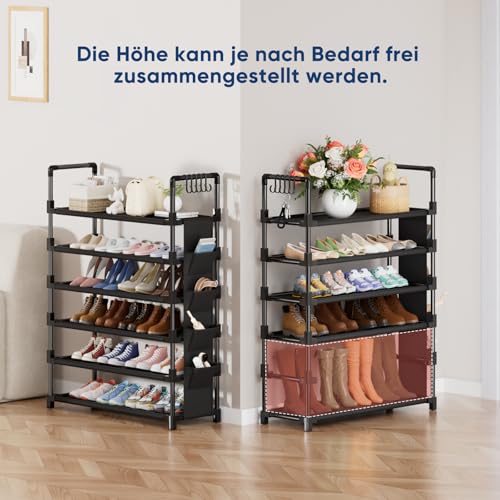 Mavivegue Schuhregal 6 Ebenen Metall mit Haken und Seitentasche – Ansicht 2