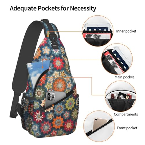Mochila cruzada con estampado floral bohemio negra miniatura 4