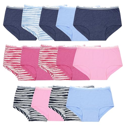 Fruit of the Loom Girls Big Cotton Boyshort Underwear 14 Pack-Fashion Assorted 10