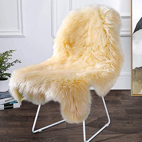 Gracefur Area Rug Genuine Sheepskin Rug Soft Lambswool Throw Rug Decorative Rug For Bedroom Sofa Floor (Beige 2 * 3Ft) #TOP7