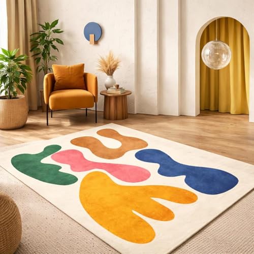 Tapis abstrait multicolore de 45x120cm comme carpette de salon lavable
