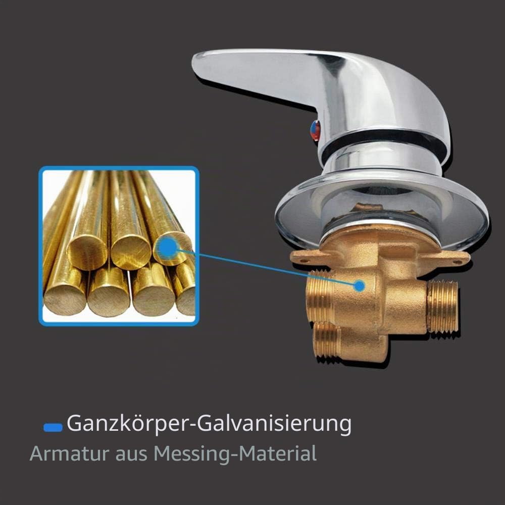 Duscharmatur G1/2"Anschluss Duschkabine Mischer Messing Duschventil | Mischbatterie dusche Umsteller Ausgang Verchromte Kalt- und Warmwasser Mischventil Duscharmaturen für Duschraum
