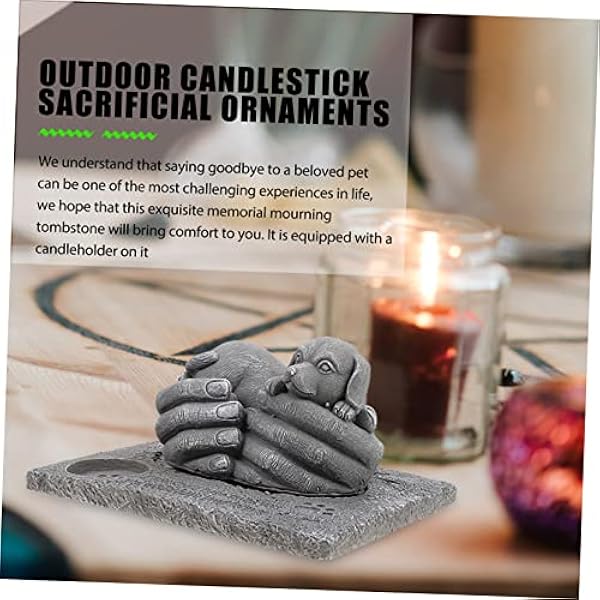 PATKAW 2 Stuks Grafsteen Bureau Topper Bruiloft Decoratie Theelichten Kaarshouder Standbeeld Hond Grafsteen Markers Hond Kaarshouder Huisdier Herdenkingsdecor Huisdier Rouw Kandelaar