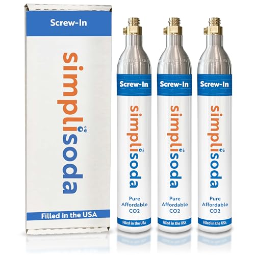 Image of 60L CO2 Canister Cylinders - Compatible w /Sodastream BLUE Screw-In Only, Ninja Thirsti, Philips, and More - Threaded Style Soda Streaming Machine CO2 Tanks Gas Refill, | 14.5 oz, Set of 3