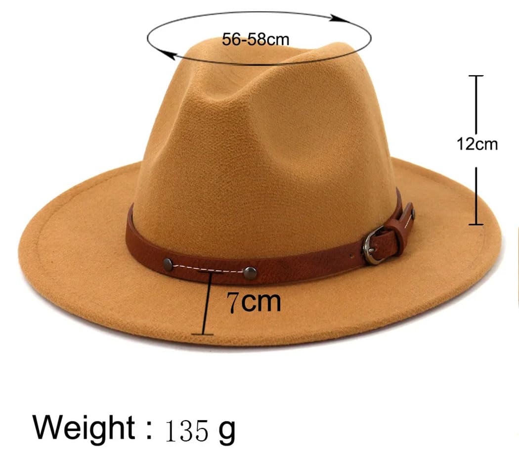 Cappello Fedora unisex, tinta unita, cintura marrone, tesa larga, cappello a cilindro jazz, cappello invernale classico elegante Panama