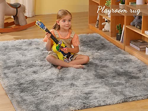 Medeunk Area Rug 4X6 Grey Super Soft Fluffy Upgrade Sponge Non-Slip No Shedding For Living Room Bedroom Girls/Boys Room Dorm Playroom Lounge Home Decor #TOP4