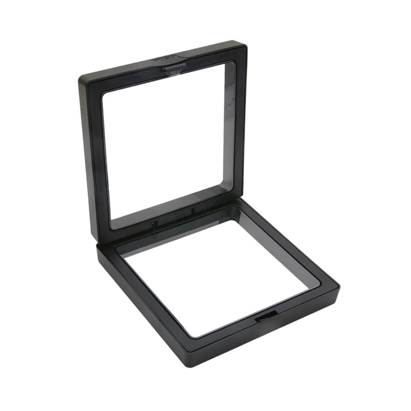 16pcs PE Film Colorful Jewelry Storage Box 3D Packaging Case Gemstone Free Stand Floating Frame Membrane Ring Earring Bracelet Display For Earring Necklace Bracelet(Black,9cm)