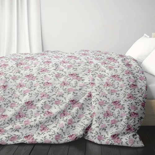 Image of LINENWALAS Premium Printed 100% Cotton Duvet Cover for Double Bed | Double Size Comforter Cover |Rajai Cover | Quilt Cover with Zipper Closure 90 x 100 Inches (Garden of Grace, Double Size)
