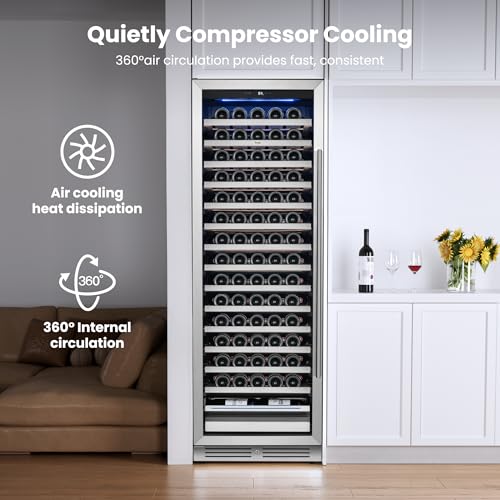 Image of Yeego 24 Inch Wine Fridge, 165 Bottle Wine Cooler with Left-Hinged