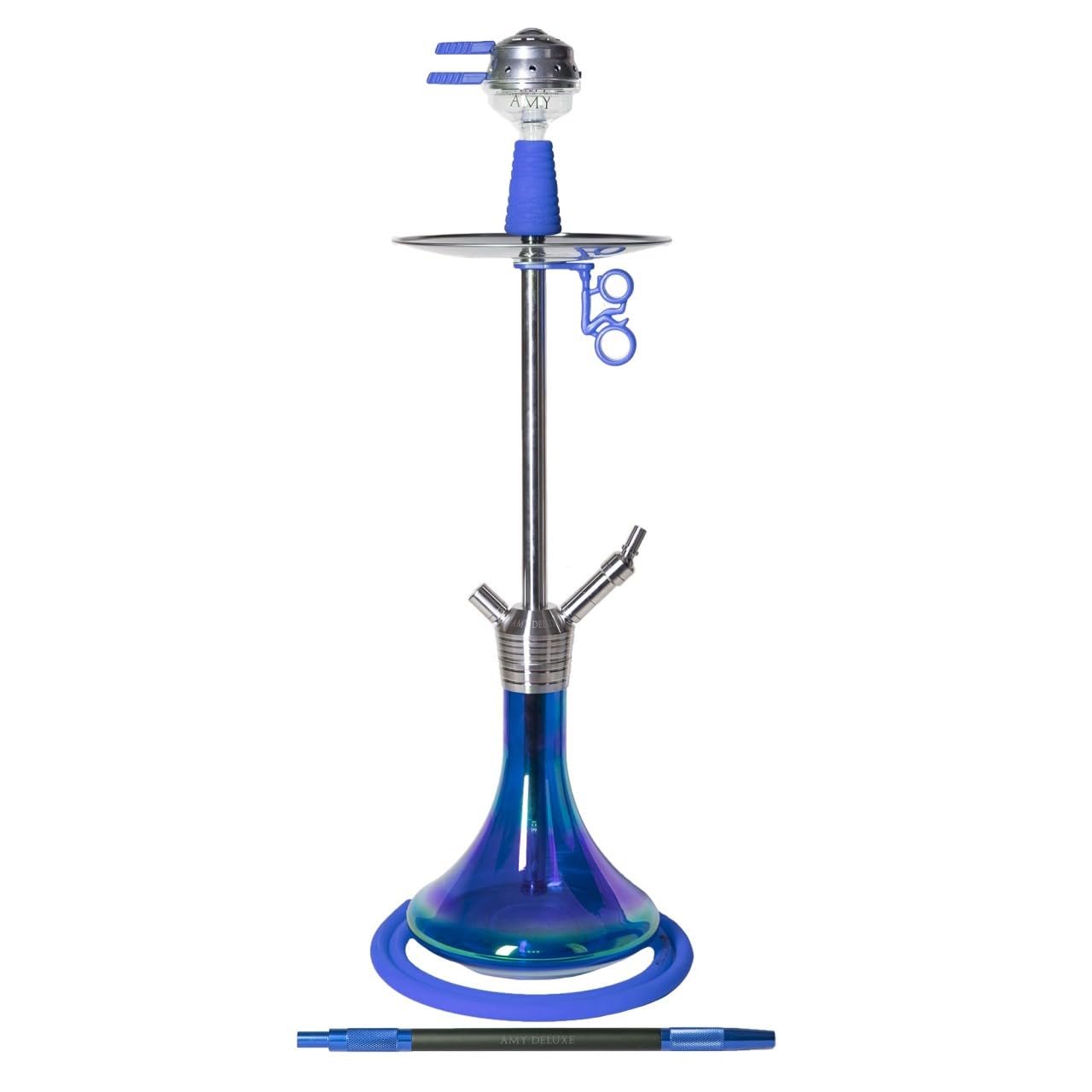 Amy Deluxe German Hookah Shisha Set SS09R Stick Steel R Silver-Blue
