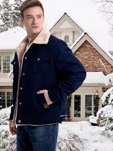 MANSDOUR Men's Winter Cargo Jacket Warm Cotton Fleece lined Sherpa Jackets Military Trucker Work Coat4