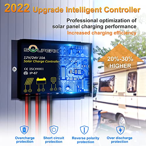 Image of SOLPERK Solar Panel Kit 30W 12V, Waterproof Solar Battery Trickle Charger Maintainer + Upgrade Waterproof Controller + Adjustable Mount Bracket for Boat Car RV Motorcycle Marine Automotive