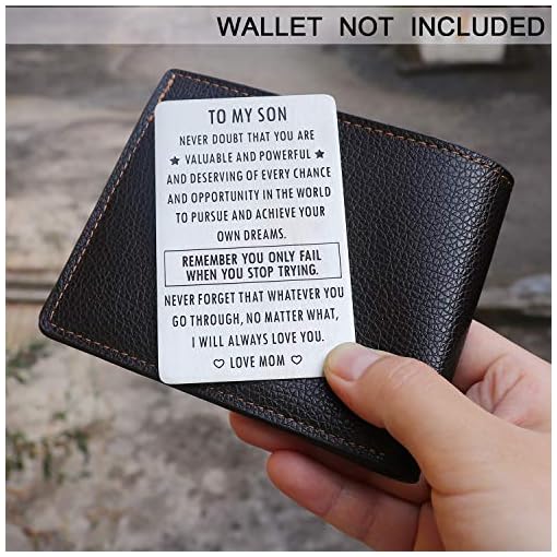 Inspirational Engraved Wallet Inserts to My Son from Mom, Gifts for Son with Motivational Quote, Wallet Insert Cards for Graduation Birthday Gift Ideas - Image 3