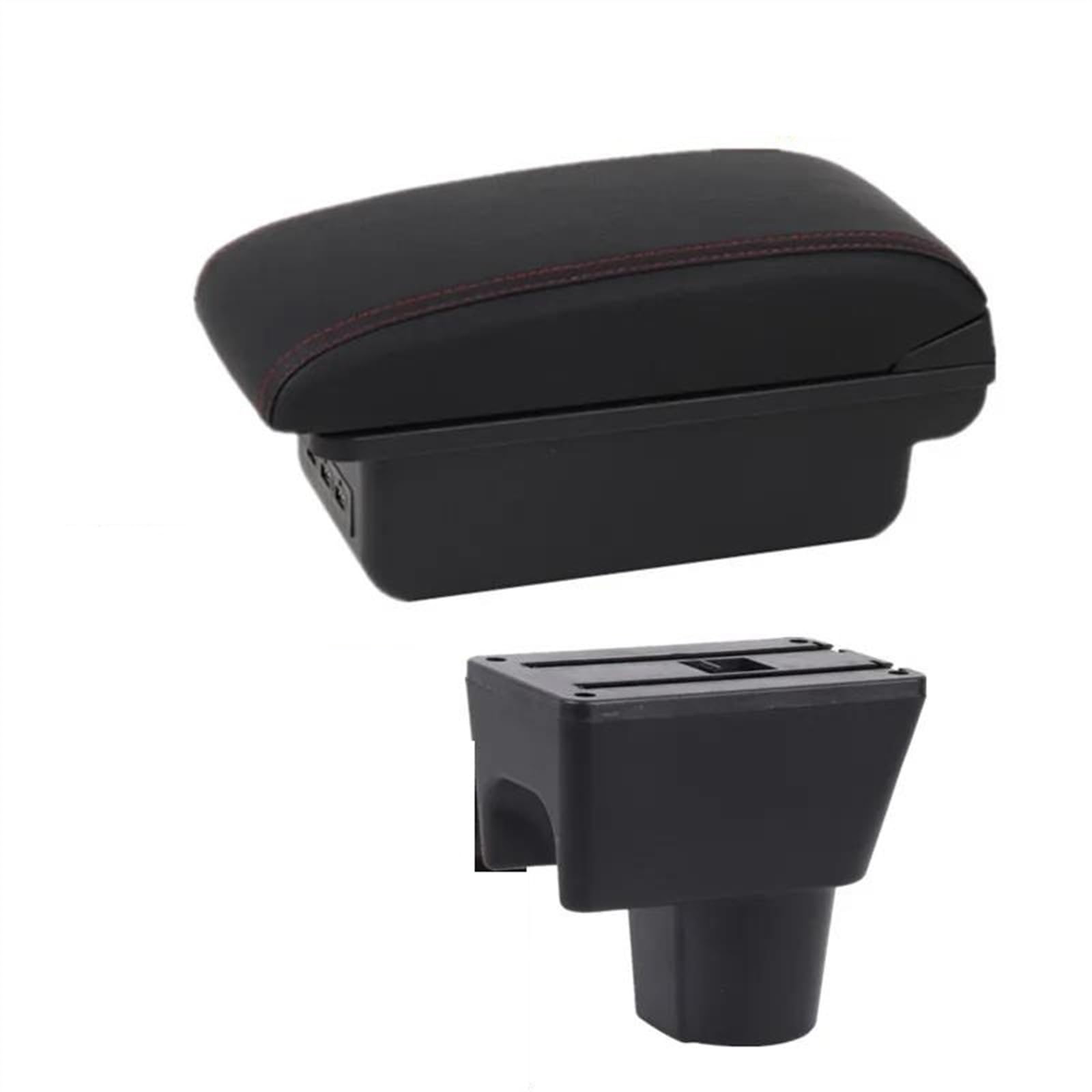 NOHEEU Armrest Box With Multifunctional Support PU Cushion Car Interior Modification Accessories For Terrano 3 2012-2018(B1 red line 3USB)