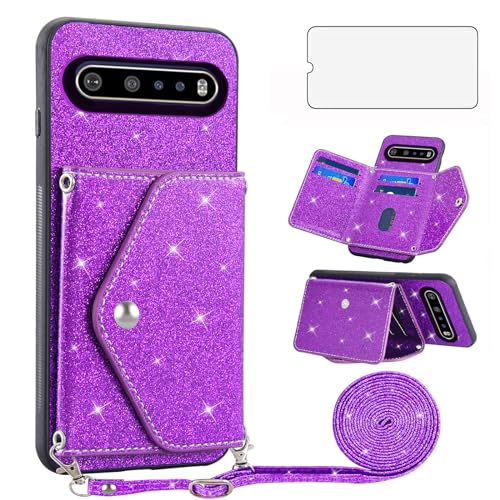 Protégez votre écran de LG V60 ThinQ grâce à cette coque portefeuille violette anti-chute