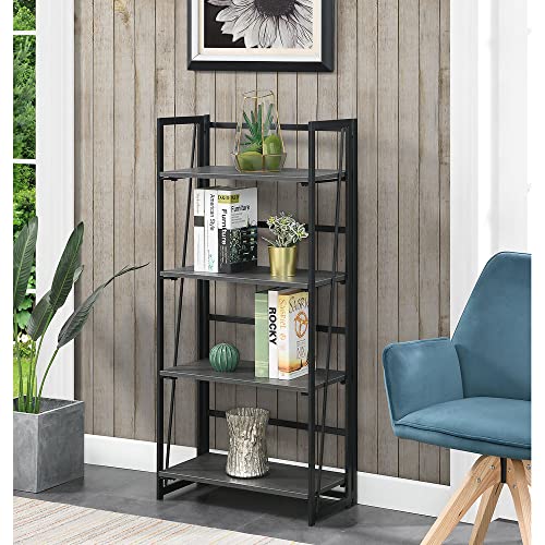 Convenience Concepts Xtra Folding 4-Tier Bookshelf, Charcoal Gray/Black #TOP25