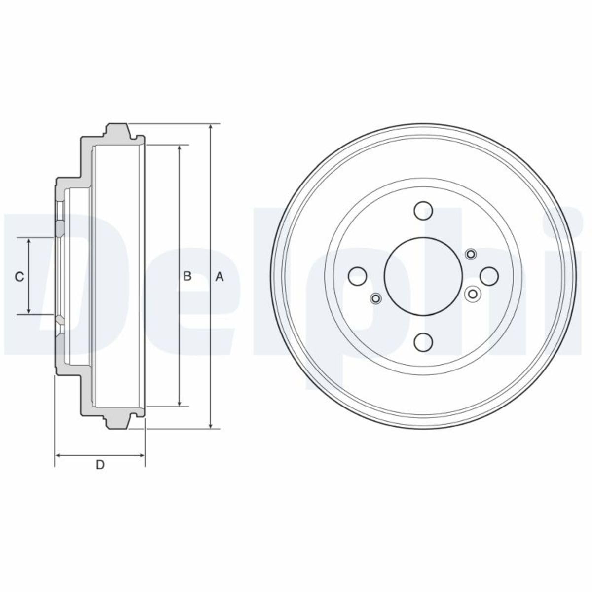DELPHI Tamburo freno Posteriore BF625 Tamburi Dei Freni 2x Ø200mm Compatibilità con SUZUKI IGNIS II, SUBARU JUSTY III G3X