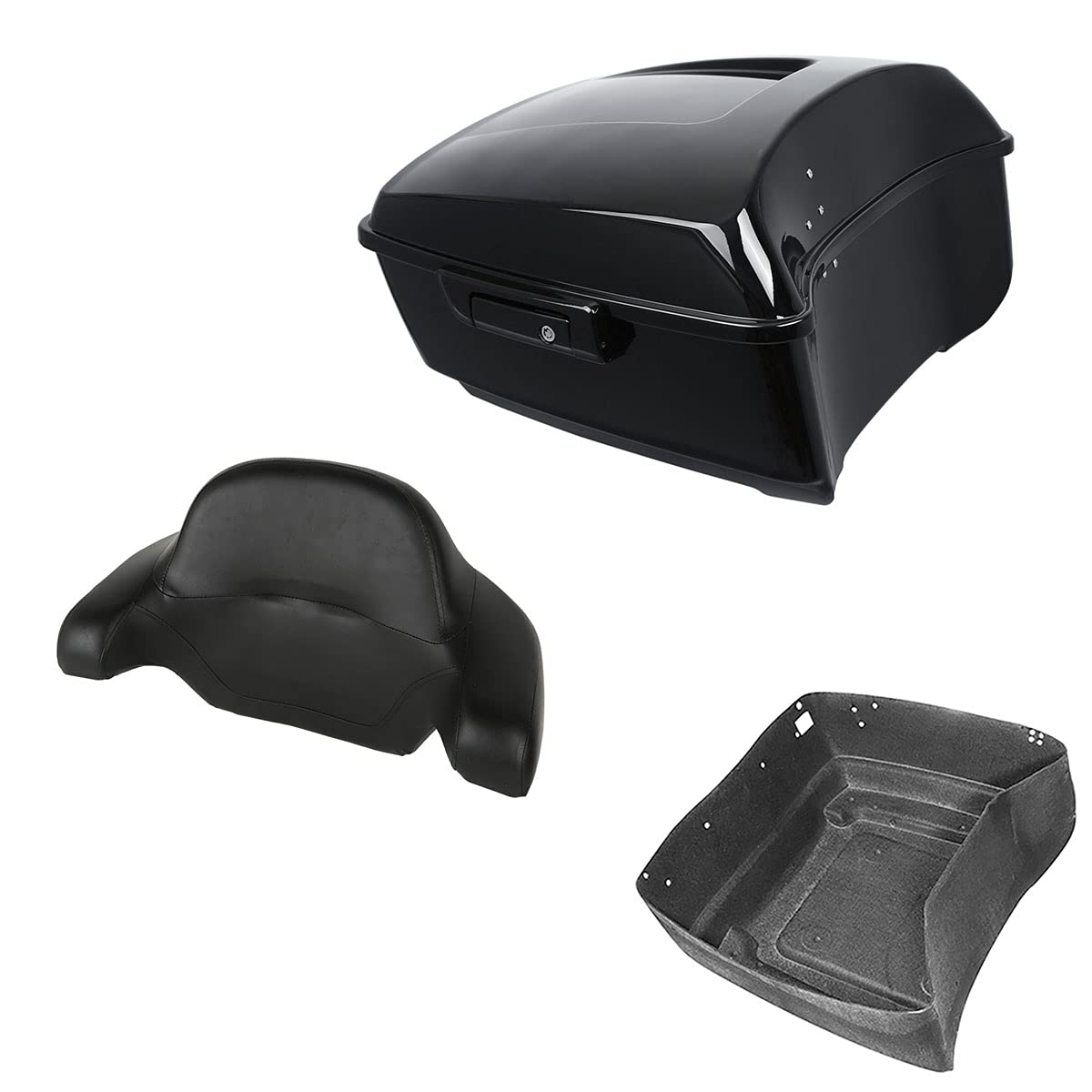 TCMT Black Latches King Pack Trunk Wrap Around Backrest Fit For Harley Tour Pak Touring CVO Road King Road Glide Street Glide Electra Glide 2014-2023