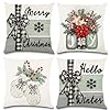 4pcs christmas pillow covers 18 x 18 inch xmas winter pillow cushion cases for christmas holiday home decorations throw outdoor seasonal pillow covers for couch sofa farmhouse  urban country home decor