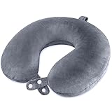 urnexttour Travel Pillow, 100% Pure Memory Foam Travel Neck Pillow, Soft & Support Airplane Pillow for Headrest Sleep, Grey